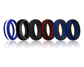 AERA gestreifte Silikon Hochzeit Band Ring flexible medizinische Grade - sportliche Geschenk für ihn / Ehemann - Herren aktiven Schmuck - schnelle kostenlose Versand