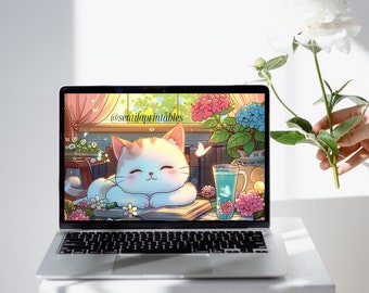Espacio de trabajo sereno: arte digital para iPhone, portátil, reloj y iPad