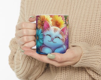 Whisker Wonders - Taza de cerámica con diseño de gato sereno, (11 oz)