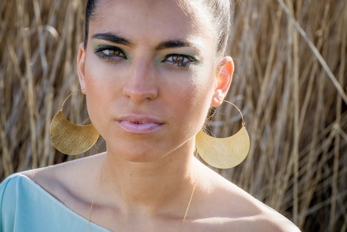 Big African Hoop Earrings, Sterling Silver Dangle Earrings, African