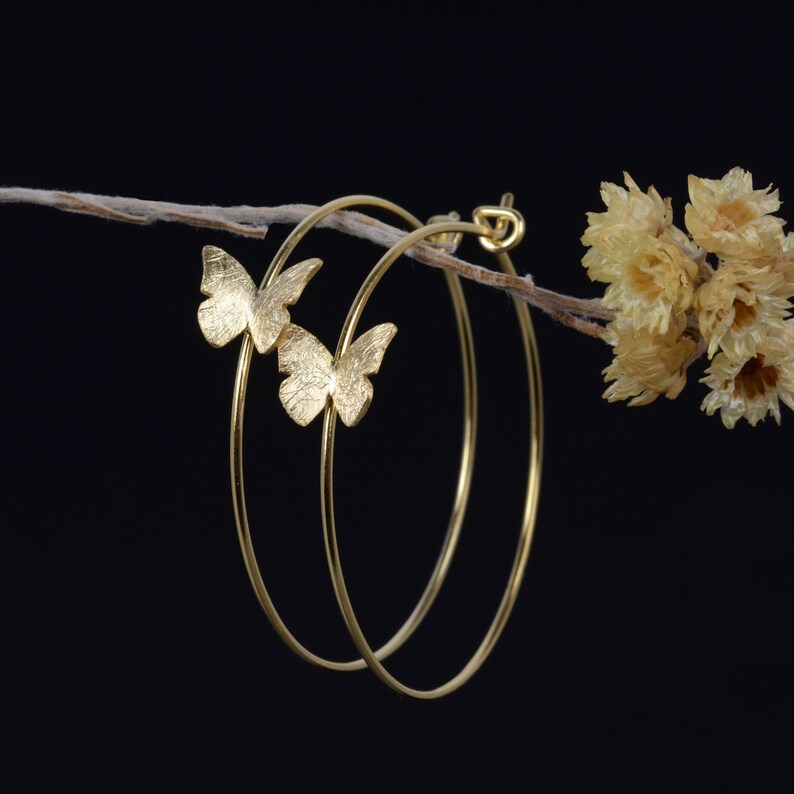 Silver butterfly earrings butterfly jewelry butterfly hoop Etsy