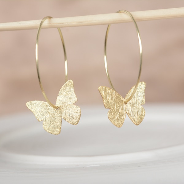 Butterfly Hoop Earring