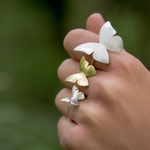 Anillos mariposa de diseño, anillo de plata mariposa, joyería mariposas, mariposas minimalistas