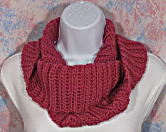 Crochet Womens Infinity Scarf in Raspberry Pink, Soft Acrylic Womens Loop Scarf, Versatile Crochet Raspberry Pink Circle Scarf Cowl