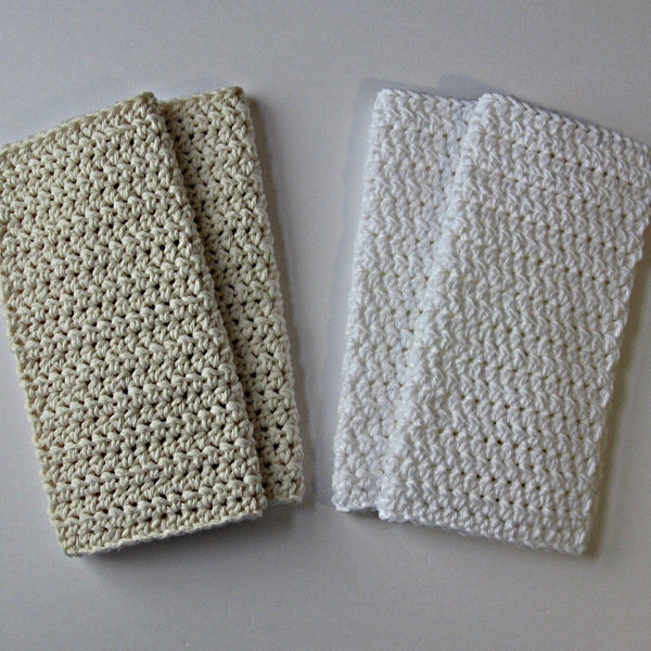 Crochet Dishcloths White or Ecru, Sets of 2, 3, 4, 5, or 6, Made to Order, 100% Cotton Crochet Washcloths, Spa Bath Gift Set--Free Shipping!