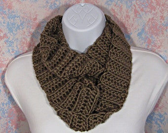 Extra-Long Crochet Womens Skinny Infinity Scarf in Milk Chocolate Brown, Versatile Long 100% Acrylic Skinny Loop Scarf