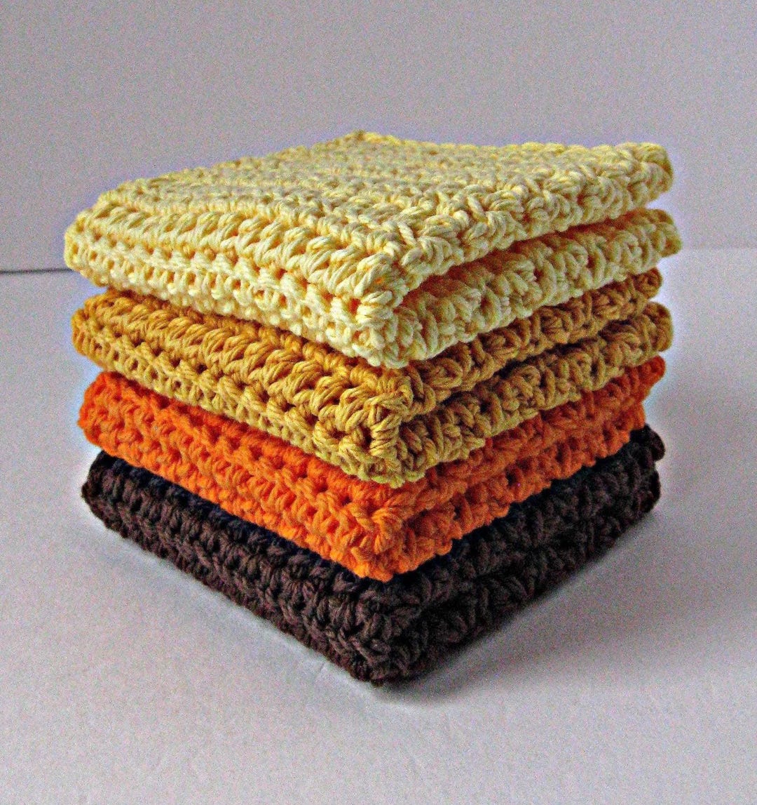 Dish Rag Colorful Fall Colors Crochet Dishcloth Set: Eco-friendly Cotton Cleaning Rags - Etsy