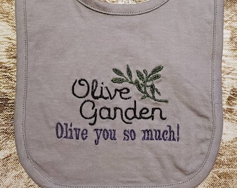 Baby Bib - Olive Garden - Made to order with whatever logo you want!