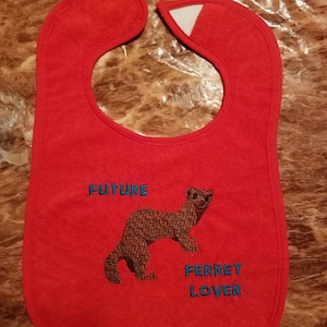 Future Ferret Lover Embroidered baby bib image 1