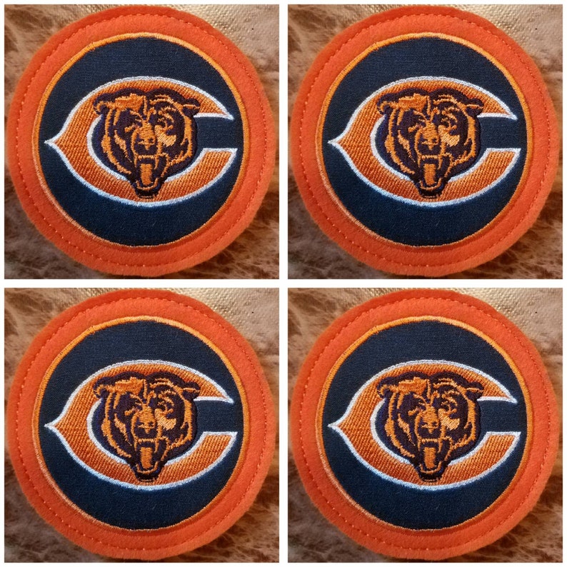 Chicago Bears Embroidered Coaster Set of 4 Etsy UK
