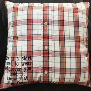 Quantity of 3 - Embroidered Memory Pillow made from your loved ones clothes (approx. 18 x 18) Qty three