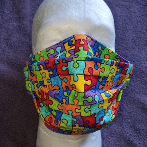 Autism Autistic Face Mask Shield with self-adhesive nose guard puzzle