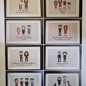 Personalized Cross Stitch People Family Couple Portrait Anniversary Wedding Engagement Birthday Custom Gift Present-2 3 or 4 figure NO FRAME