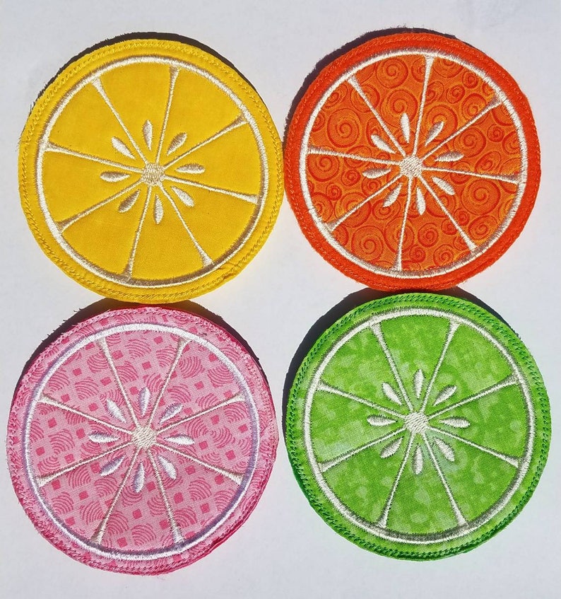 Citrus Embroidered coaster set of 4 image 1