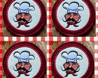 Fat Chef Pizza Head Embroidered coaster set of 4