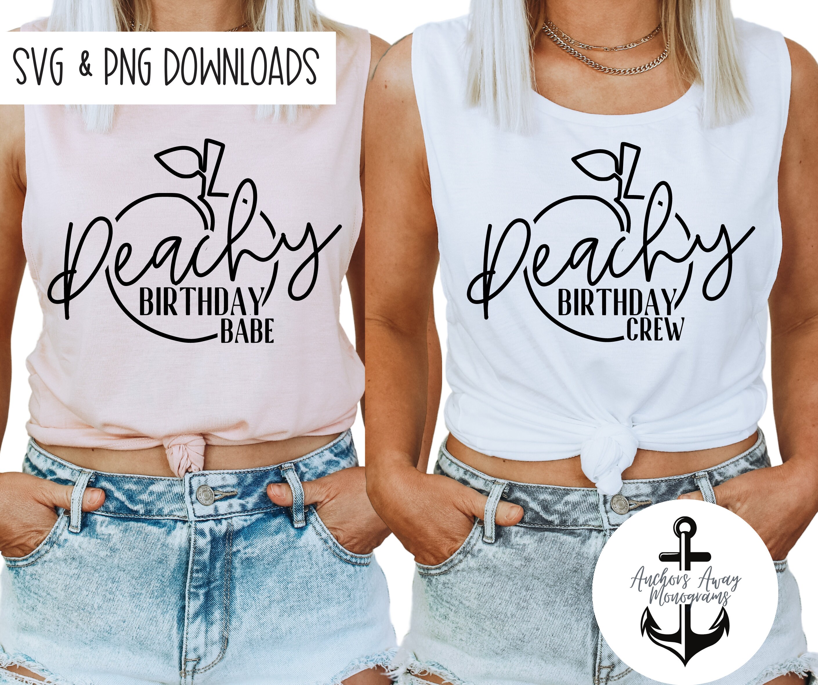 Peachy Birthday babe and crew Shirts, Southern birthday Shirts, Peach Birthday Savannah SVG AND PNG  Files l Georgia birthday trip