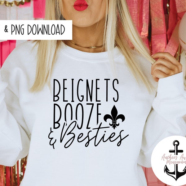 Beignets Booze & Besties SVG I girls trip svg l Lets go Girls I Nola Bachelorette  l New Orleans SVG I New Orleans Girls Trip l Nola Trip