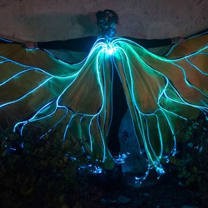 Yellow~Fiber Optic Monarch Butterfly Wings Cape