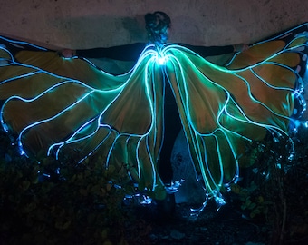 Yellow~Fiber Optic Monarch Butterfly Wings Cape