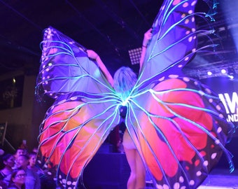 Rainbow Fiber Optic LED Monarch Butterfly Wings Cape