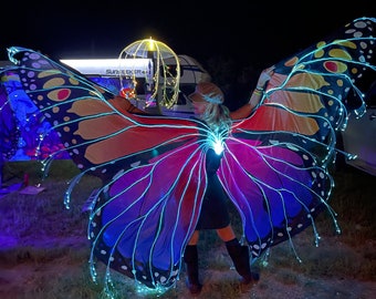 DELUXE Rainbow~ Fiber Optic Butterfly Wings Cape