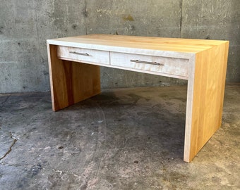 Maple Waterfall Desk with Brass Hardware