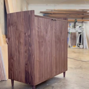 Liquor Cabinet with Glass Hangers, Bottle Storage, and Drawers