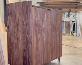 Liquor Cabinet with Glass Hangers, Bottle Storage, and Drawers