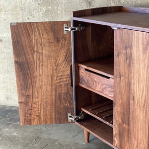 Shenandoah Cabinet | Liquor + Wine cabinet with drawers, vertical storage, stemmed glassware hangers.