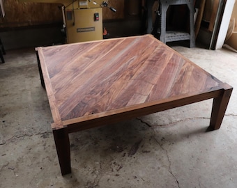 XL Square Walnut Coffee Table: Handcrafted Hardwood with Castle Joint