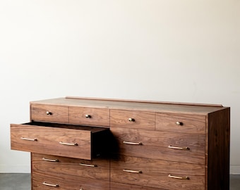 Levine Dresser | MCM Dresser with Soft Closing Drawers, Natural Hardwood Sideboard Cabinet Dressers | Hand Cut Joinery, Gallery Rail