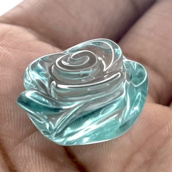 Glass Rose Carved Stone Flower Gemstone | Crystal Grid | Jewellery Making | Gifts & Arts + Crafts | D