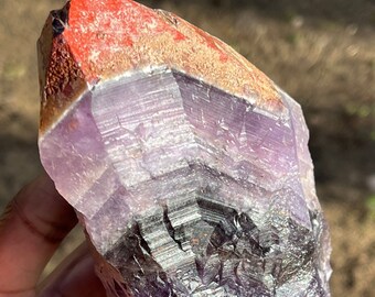 Auralite-23 Canadian Chevron Amethyst with Red/Tan Hematite! Powerful Master Healer from Thunderbay, Canada! Extra Large, 7 inches!