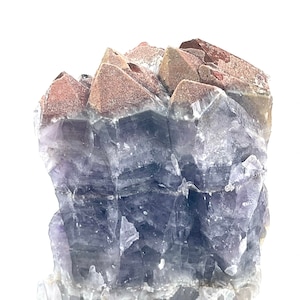 Amatista Chevron canadiense Auralite-23 con grupo de múltiples puntas y tapa de hematita roja, ¡cristal majestuoso!
