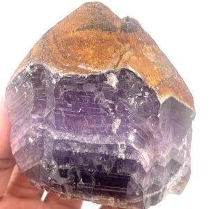 Auralite 23 Canadian Chevron Amethyst Crystal with a Multi-colored Hematite cap and Lemuian formations!