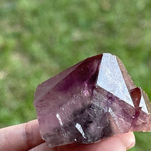 Auralite-23 Canadian Chevron Amethyst Terminated Phantom Capstone Crystal feautring Hematite Inclusions