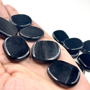 Obsidian Worry Stone | Palm Stone | Pocket Stone | Small Smooth Crystal Mineral, 7-10g