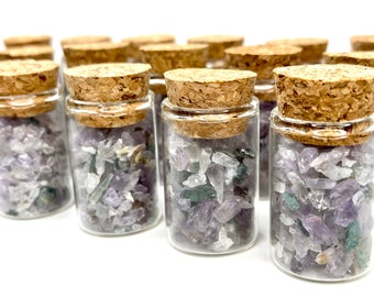 Brazilian Purple Amethyst Gemstone Crystal Chips in Glass Vial, Natural Tiny Amethyst pieces, non-tumbled