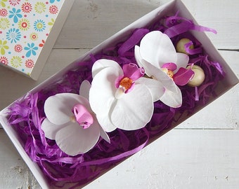 Tropisk orkidé bröllopshårkam blomma hårspänne brud blommig hårsmycke bröllopshuvudsmycke brud hårspänne hawaiianskt hårspänne