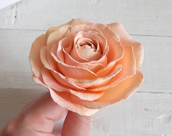 Peach flower hair clip Wedding hair piece Floral hair pin Rose headpiece Bridal hair comb simple