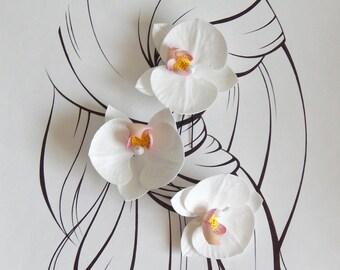 Tropical wedding flower hair clip Wedding hair piece Orchid hair comb Bridal hair pin Hawaiian hair flower Beach wedding Hawaiian headpiece