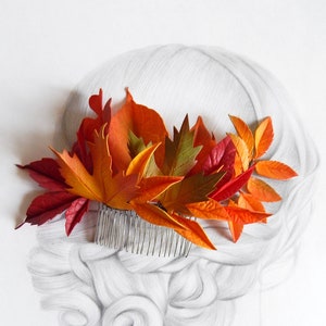 Fall leaves hair comb Bridal wedding hair comb Autumn wedding headpiece Bridal hair piece floral