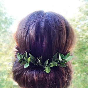 Alfileres de pelo de hoja verde Pieza de pelo de boda verde Peluquería floral nupcial Tocado de dama de honor
