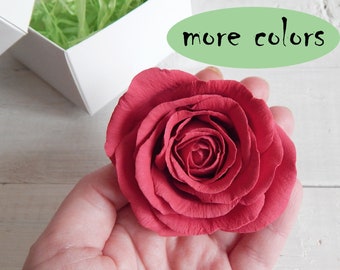 Red rose flower hair clip Bridal floral hair pin Wedding hair comb Bridal hair piece Floral barrette Bridal headpiece Short hair accessory