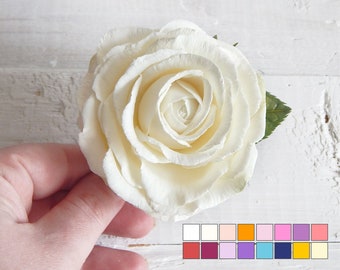 Pinza para el pelo con flor de marfil y rosa, horquilla para el pelo de boda, tocado floral para novia, tocado para dama de honor, tocado de novia, broche de flores para mujer, niña de las flores