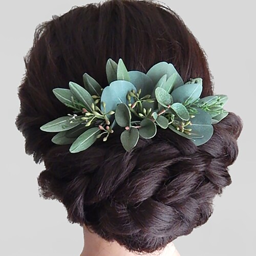 Green Leaf Hair Pins Greenery Hair Piece Wedding Headpiece Etsy