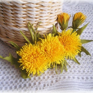 Dandelion Flower Hair Comb Flower girl proposal gift Yellow dandelion hair clip Wedding headpiece Bridal floral hair piece Yellow barrette