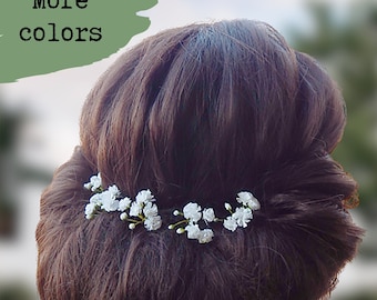Baby breath flower hair pins Floral bridal hair piece White flower hairpins Wedding headpiece Gypsophila hair pins Bridesmaid hairpiece