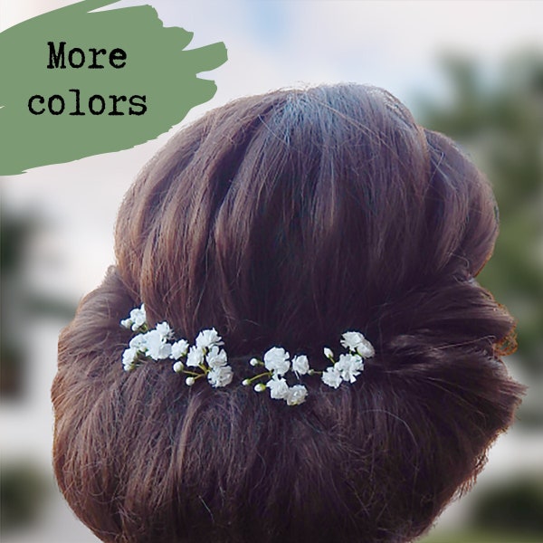 Baby breath flower hair pins Floral bridal hair piece White gypsophila Wedding headpiece Babys breath