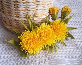 Peineta de flor de diente de león, regalo de propuesta para niña de las flores, pinza para el cabello de diente de león amarillo, tocado de boda, pieza de cabello floral para novia, pasador amarillo